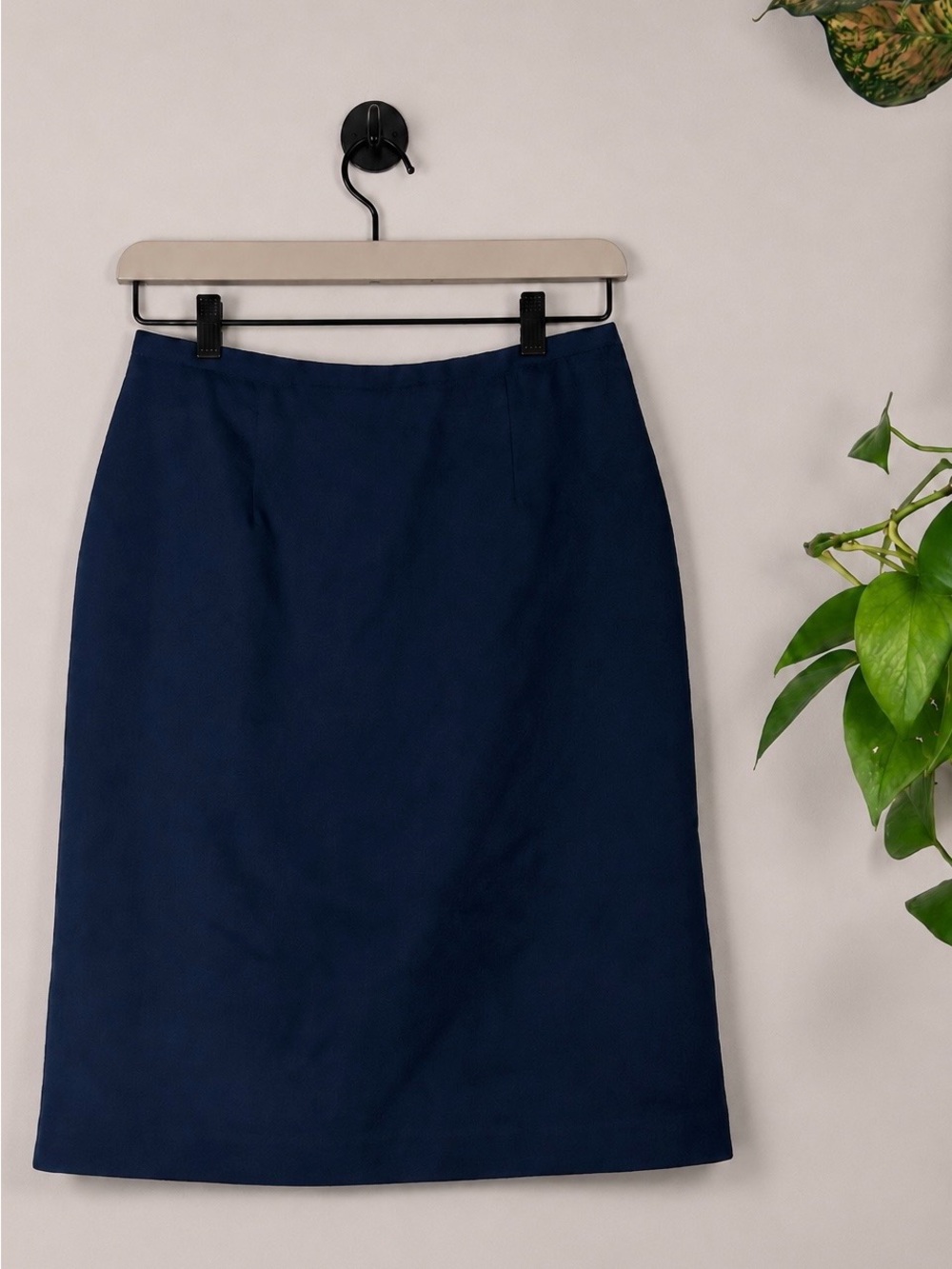 Vintage Stanley Blacker Navy Blue Lined Pencil Skirt Business Workwear Size 6